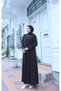 Front and Sleeve Ends Are Stone Embroidered, Shawl-Style Hijab Dress, Coffee Color Hnt71021 - 5