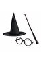 ®   Harry Potter Style Kids Set (Black Felt Hat, Wand, Glasses) - 4