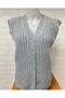 Thick Knitted Short Sleeve Knitwear Mother's Vest with Pockets - 3