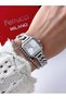 Steel Cord Square Case 2 Year Warranty 3 Atm Waterproof Women's Wristwatch + Bracelet Gift - 4