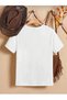 Women's 3 Heart Printed Crew Neck Oversize Basic T-Shirt - 2