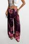 New Season Wide Leg Elastic Waist Patterned Satin Trousers 52201034 - 3