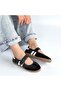 Menja Black Leather Velcro Ballerina Shoes - 4