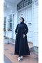 Front and Sleeve Ends Are Stone Embroidered, Shawl-Style Hijab Dress, Navy Blue Hnt71021 - 5