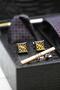 Black Men's Gift Box - Tie, Handkerchief, Cufflinks, Tie Clip Set Kmk192 - 2