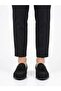 Men's Black Genuine Leather Loafer with Tassel Detail - 2