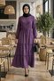 Women's Lace Detailed Waist Tie Ayrobin Purple Dress - 5