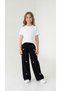 Girl's Jeans Black Color Patterned Single Bottom Cotton Fabric Wide Cut Waist Adjustable Super Quality5445