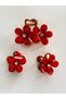 Set of 3 Buckles (1 Piece Normal Size, 2 Pieces Small Size) - Metal Buckle with Red Flowers - 2