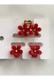 Set of 3 Buckles (1 Piece Normal Size, 2 Pieces Small Size) - Metal Buckle with Red Flowers - 3