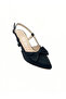 Black Bowknot Satin Stiletto Pointed Toe Open Back Strap Heel Casual Comfortable Women's Heeled Shoes Vdz02014 - 6
