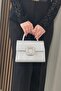 Women's Silver Shiny Evening Dress Bag - Chain Strap Hand and Shoulder Bag
