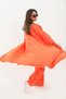 Orange Tassel Detailed Elastic Waist Loose Leg Oversize Linen Kimono Trousers Double Set Islamic Clothing - 3