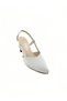Silver Satin Stiletto Pointed Toe Back Banded Open Heel Daily Comfortable Women's Heeled Shoes Vdz02013 - 6