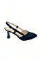 Black Satin Stiletto Pointed Toe Open Back Strap Heel Casual Comfortable Women's Heeled Shoes Vdz02013 - 4