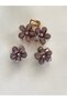 Set of 3 Buckles (1 Piece Normal Size, 2 Pieces Small Size) - Anthracite Metal Buckle with Flowers - 3
