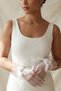 Roselune Veil White Tulle Gloves – Short Luxury Bridal and Event Accessory with Feather and Rose Detail