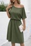 Women's Short Sleeve Off-The-Shoulder Kiloş Midi Viscose Dress - 3