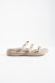 Beige Three-Stripe Buckle-Studded Women's Slippers – Stylish & Comfortable Daily Nules - 2