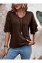 Women's V-Neck Short Sleeve Viscose Blouse - 3