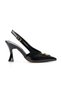 Women's Thin Heeled Open Back Genuine Leather Pointed Toe Evening Dress Shoes - 3