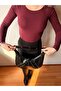 Women's Black Leather Look Large Hobo Shoulder Bag with Staple Detail - 5