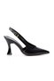 Women's Thin Heeled Open Back Genuine Leather Pointed Toe Evening Dress Shoes - 4