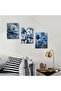 Signtouch Canva Floral Blue Gold Botanical Wrap Framed Wall Art 3-Piece 40x60 cm - 4