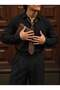 Men's Muslin Shirt 100% Cotton Hakim Italian Collar Buttoned Long Sleeve Loose Fit Shirt Relaxed Fit Summer Shirt - 4