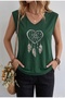 Bohemian Heart Printed Women's Oversize Sleeveless T-Shirt
