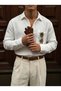 Men's Muslin Shirt 100% Cotton Hakim Italian Collar Buttoned Long Sleeve Loose Fit Shirt Relaxed Fit Summer Shirt - 2