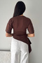 Women's Draped Basic T-Shirt – Side Detailed Slim Fit Stylish - 6