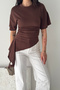 Women's Draped Basic T-Shirt – Side Detailed Slim Fit Stylish - 2