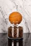 Set of 3 Glass Jars with Wooden Ball Lids, Storage Container, Spice Rack, Condiment Set - 5