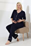 Pregnant Women's Navy Blue Pajama Set - 2