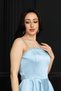 Stone Detailed Satin Mini Dress - Baby Blue - 3