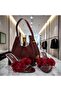 Women's Red Floral Slipper Bag Set – Stylish Summer Romantic Combination - 7