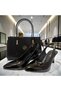 Women's Black Patent Leather Shoe and Bag Set – Stylish Heeled Glitter Bag Combination