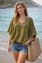 Bohem Style Olive Green Effect Seasonal Oversize Loose Cut Bluz - 3