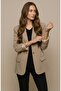 Camel Astarlı Oversize Blazer Ceket