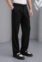Men's High Waist Pleated Wide Leg Fabric Trousers Baggy Loose Cut Casual Stylish - 4