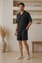 Men's Short Sleeve Wrinkled Shirt Shorts Set - 3