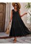 Women's Strappy V-Neck Long Woven Viscose Dress - 4