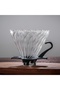 قمع تقطير V60 زجاجي شفاف بقاعدة بلاستك مقاس 02 - 3