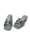 Women's Metallic Silver Buckle Thick-Heeled Slippers - 2