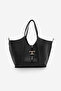 Women's Double Handle Shoulder Bag with Inner Bag and Clip Buckle Bertin Black - 2