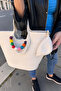 Handmade White Color Beaded Detailed Small Wallet Daily Use Bag or Beach Bag