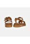 Women's Tan Leather Sandals with Adjustable Double Metal Buckles - 5