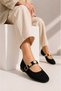 Women's Ballet Flats Velvet Gold Buckle Office Home Shoes - 5