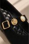 Women's Ballet Flats Velvet Gold Buckle Office Home Shoes - 3